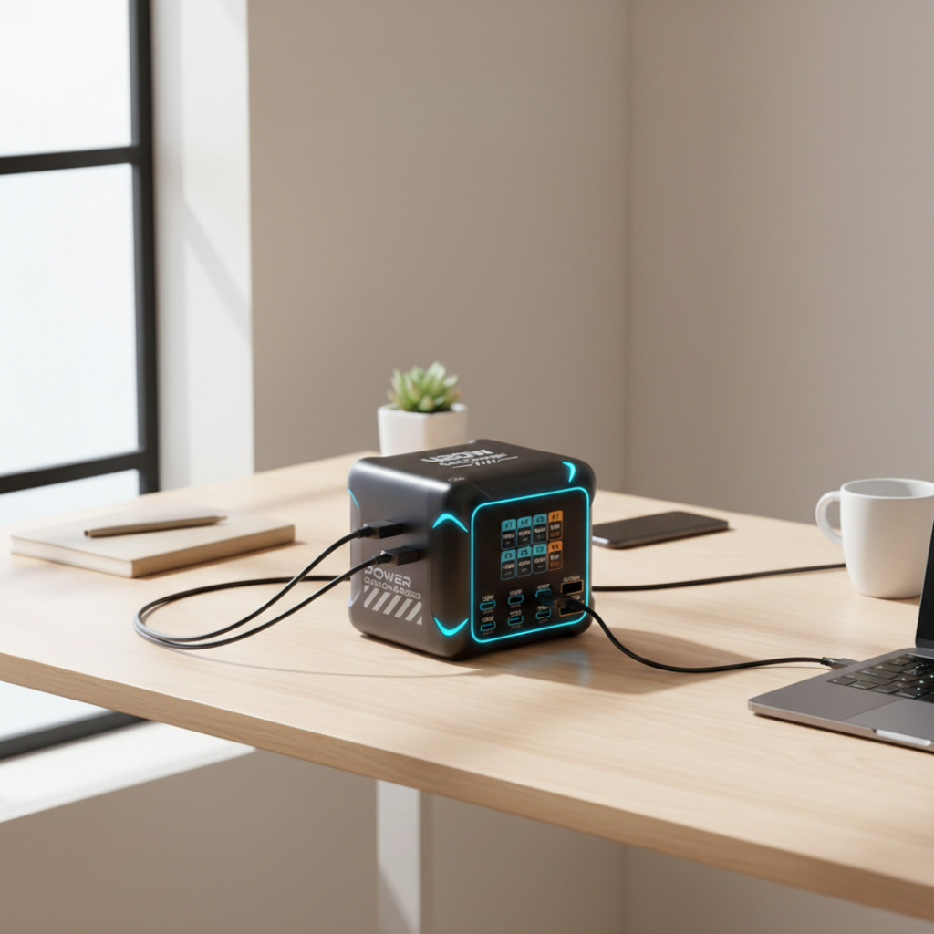 PowerHub 300 W GaN-lader - seks USB-porter, fire USB-C- og to USB-A-utganger