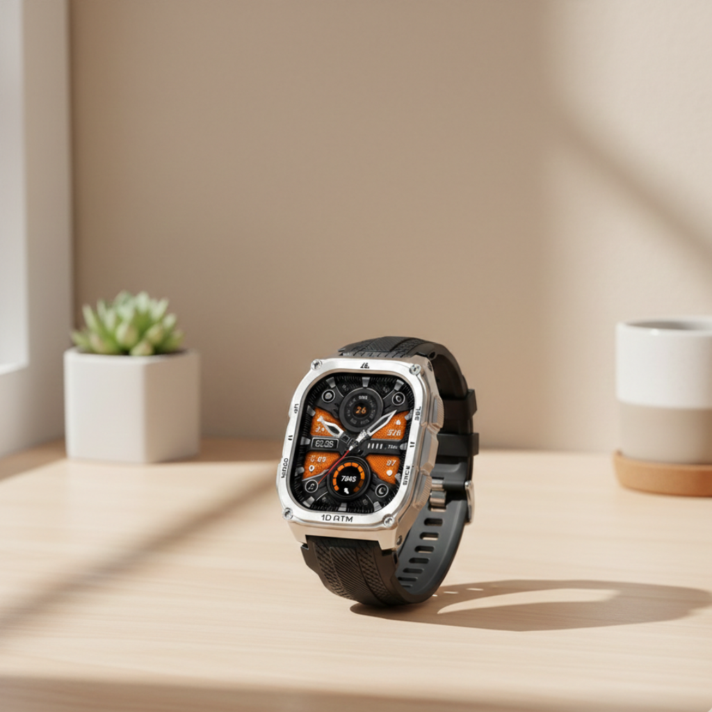 Wytrzymały wojskowy smartwatch GPS — wyświetlacz AMOLED 1,96 cala, wodoodporność 10 ATM