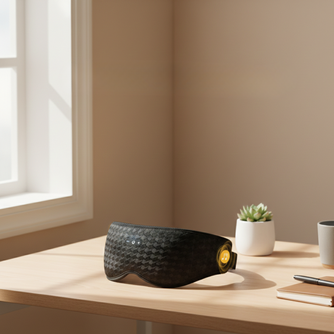 Máscara de Olhos Bluetooth com Áudio 3D — Reprodução sem Fios, Conjunto de Acessórios de Viagem