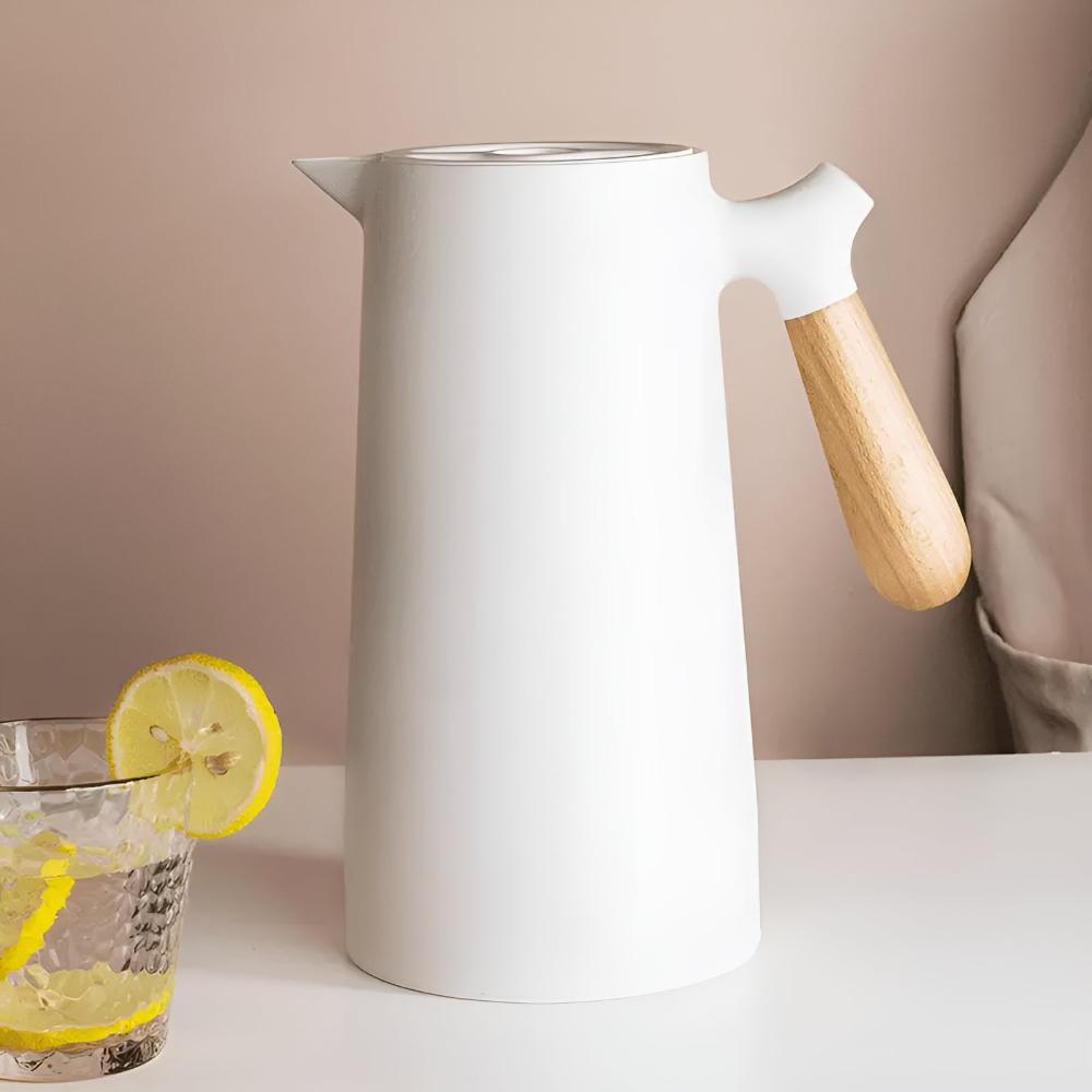 1-Liter Insulated Carafe — Double-Wall Wooden Handle