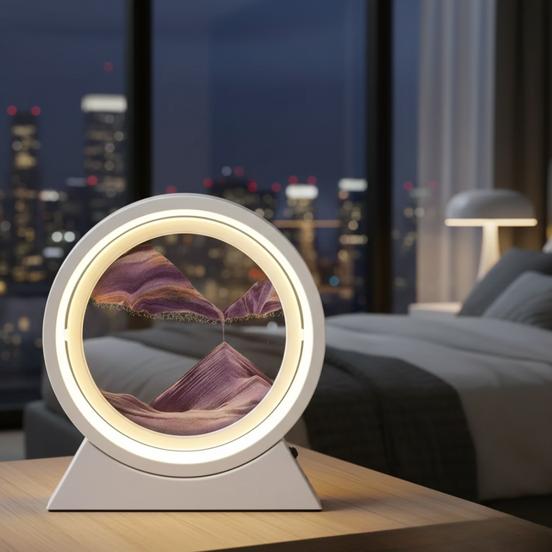 Sculptural Kinetic Sand Desk Lamp — Flowing Quicksand Design