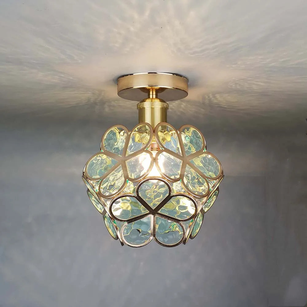 Floyem-plafondlamp met gouden acrylbloem van 20cm
