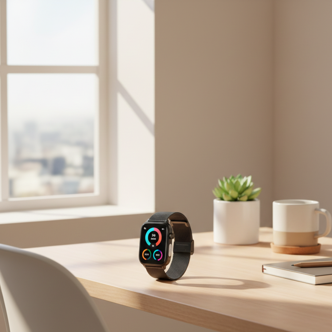 AMOLEDディスプレイ搭載防水スマートウォッチ、Bluetooth通話対応