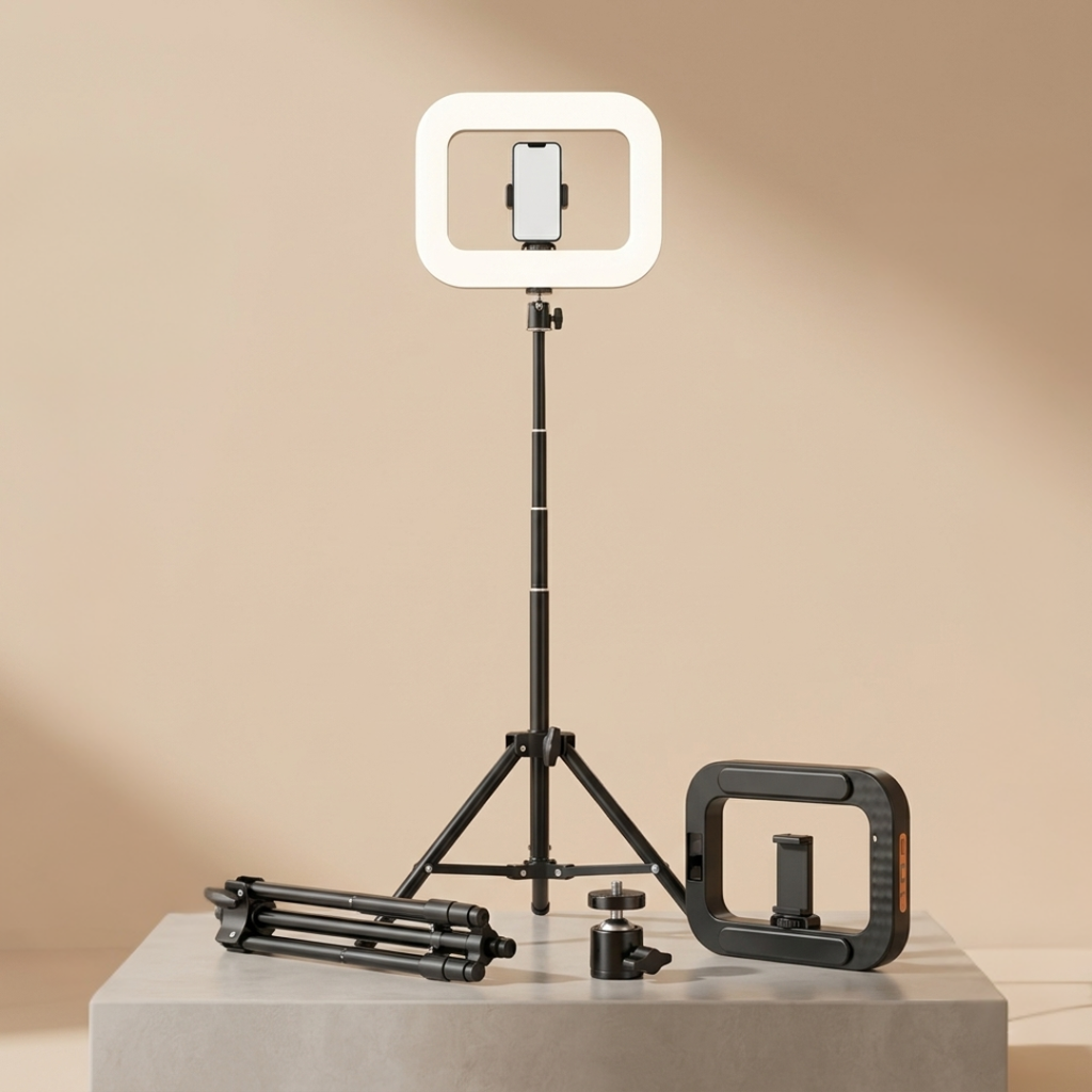 Tragbare LED-Ringleuchte zur Hand — Einstellbare Farbtemperatur von 2500K bis 8500K