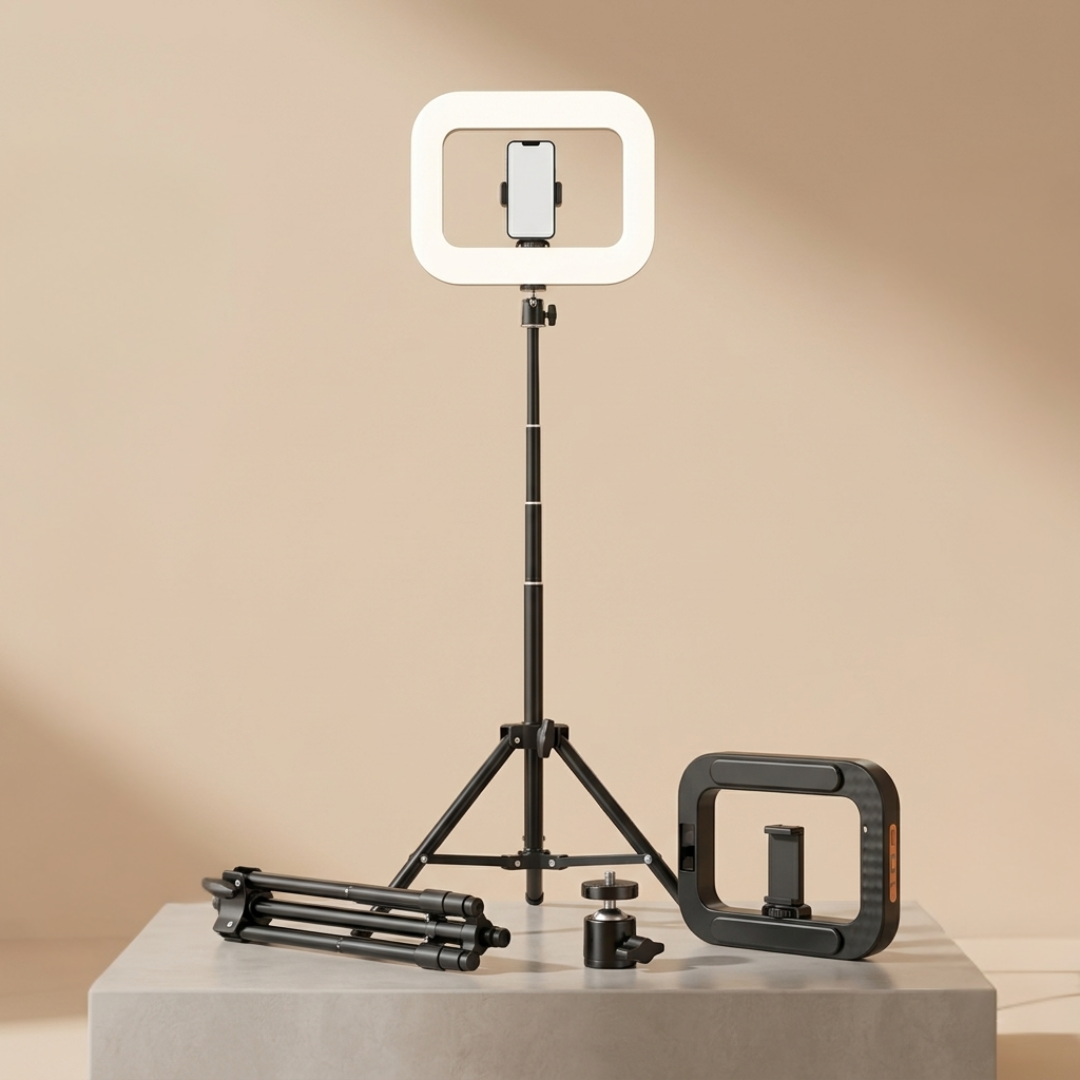 Tragbare LED-Ringleuchte zur Hand — Einstellbare Farbtemperatur von 2500K bis 8500K