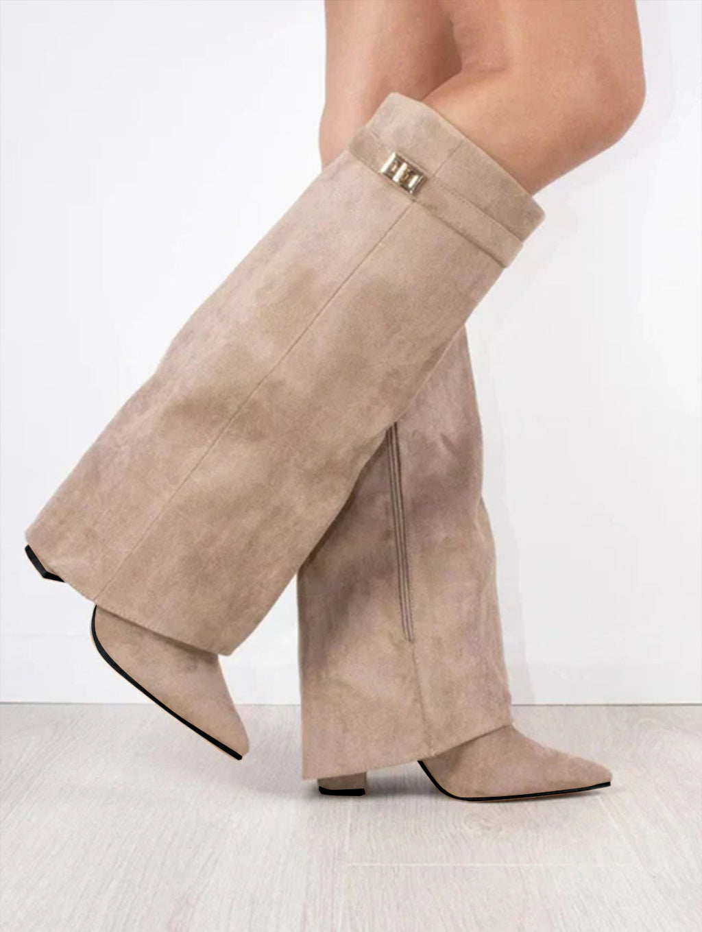 Women's Lined Boots, Fold-Over Cuff, 8.5 cm Heel, 42