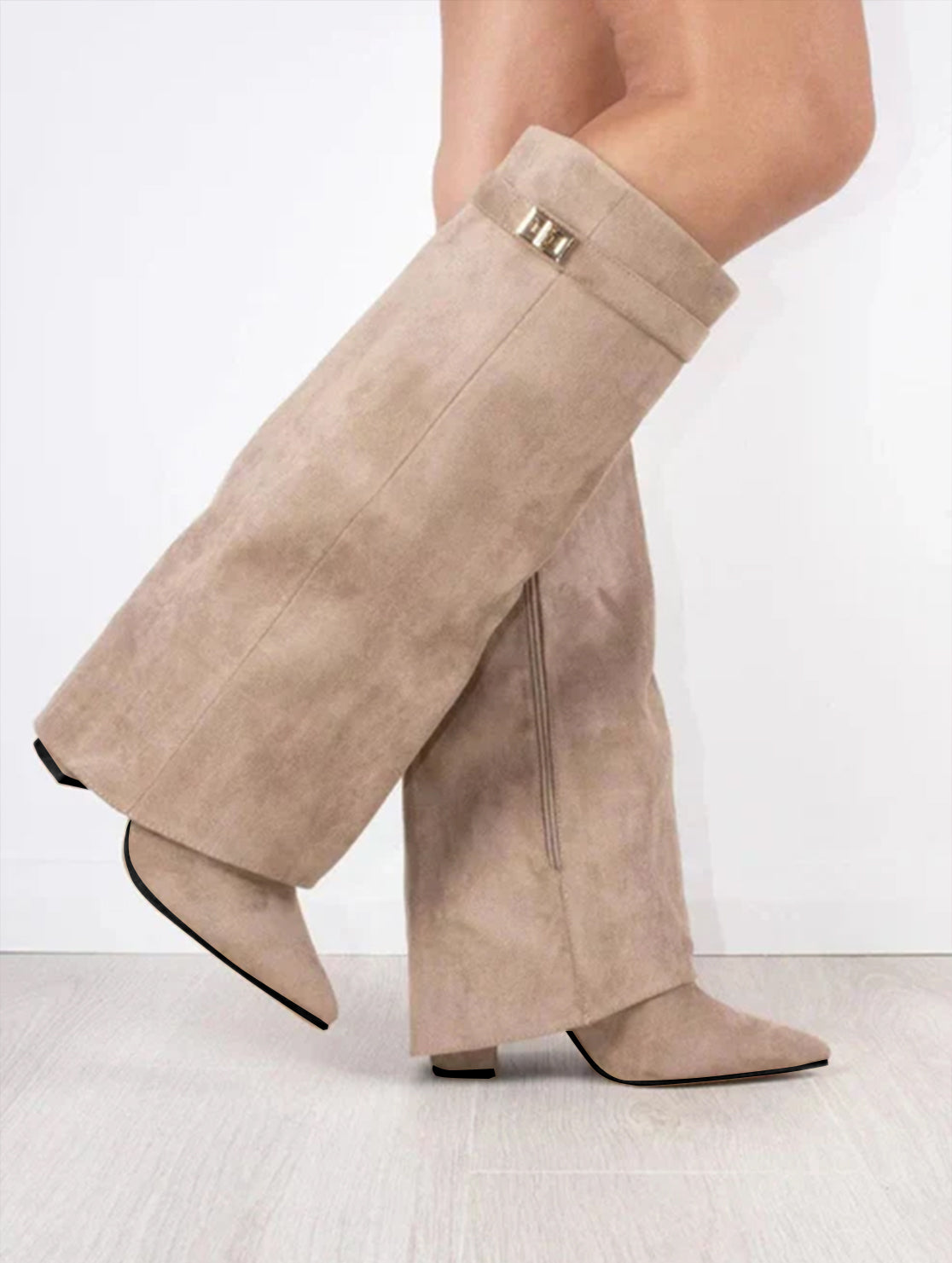 Women's Lined Boots, Fold-Over Cuff, 8.5 cm Heel, 42