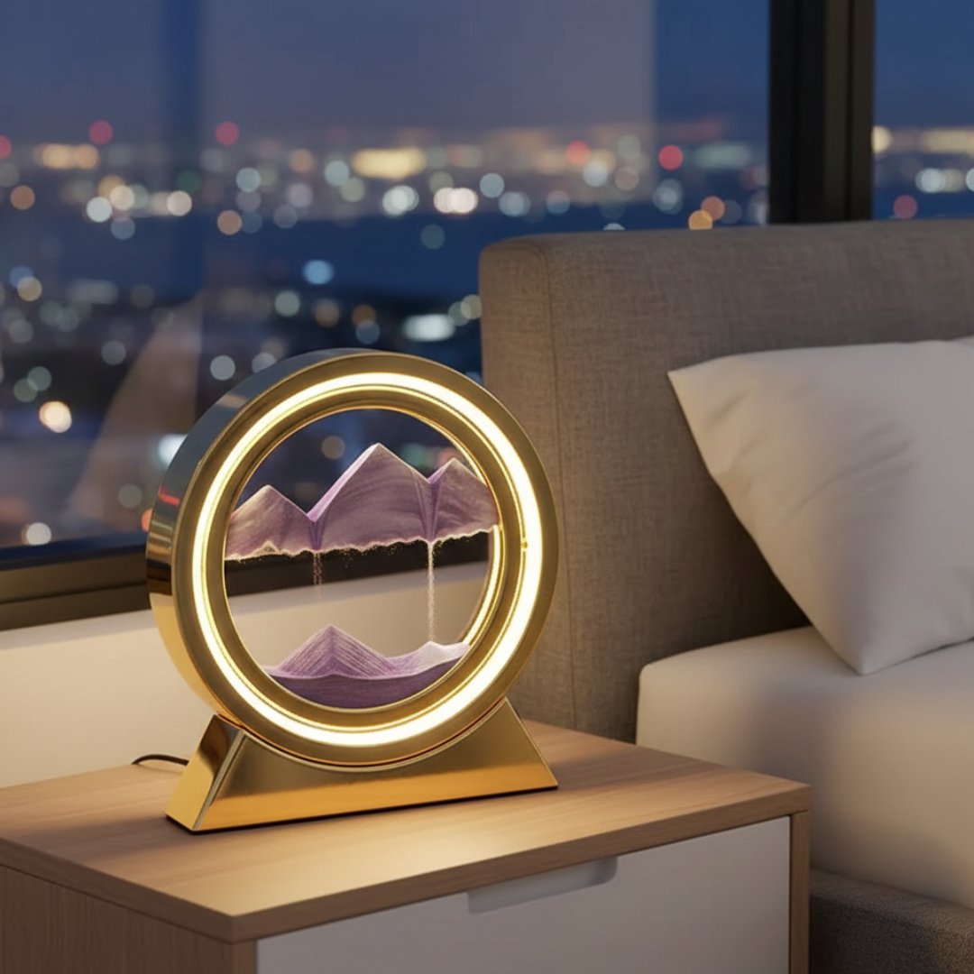 Sculptural Kinetic Sand Desk Lamp — Flowing Quicksand Design