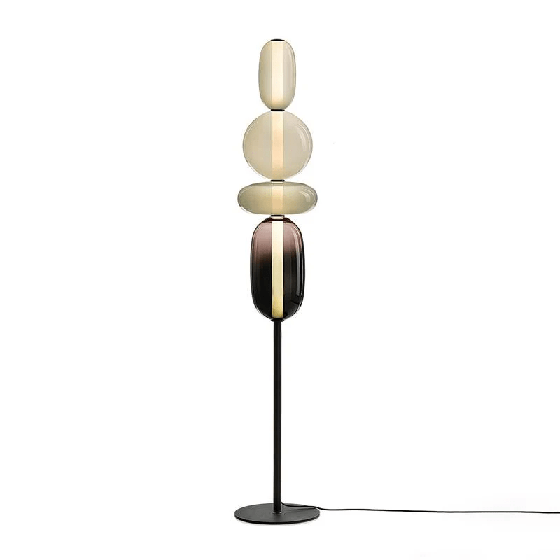 LED-golvlampa i glas, 130 eller 160 cm, röd vit svart