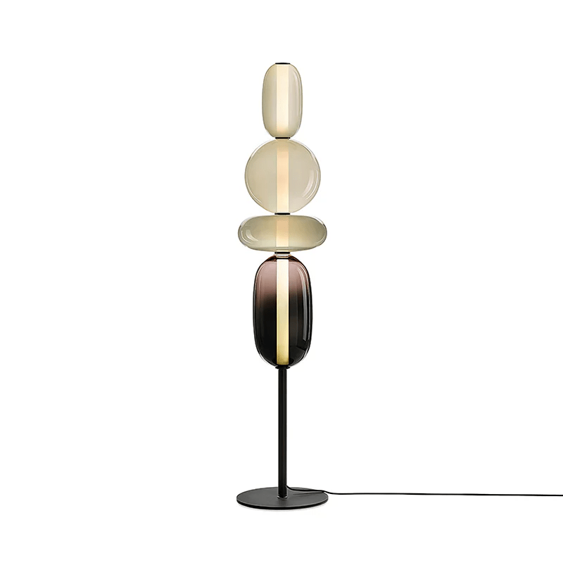 LED-golvlampa i glas, 130 eller 160 cm, röd vit svart