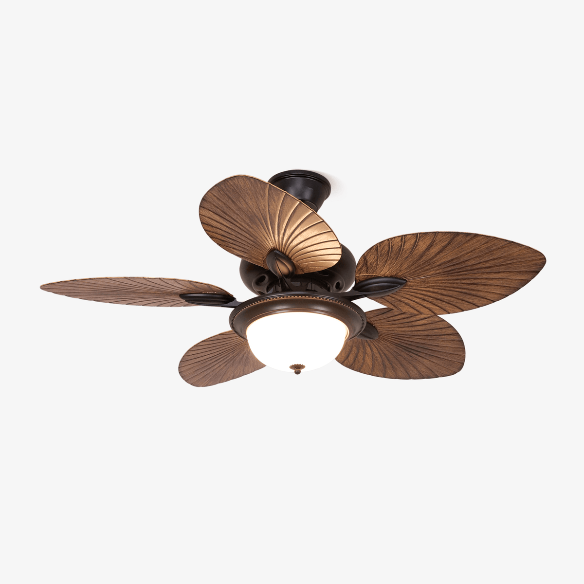 Tropischer Holz-Deckenventilator mit Licht, Fernbedienung und 6 Geschwindigkeitsstufen