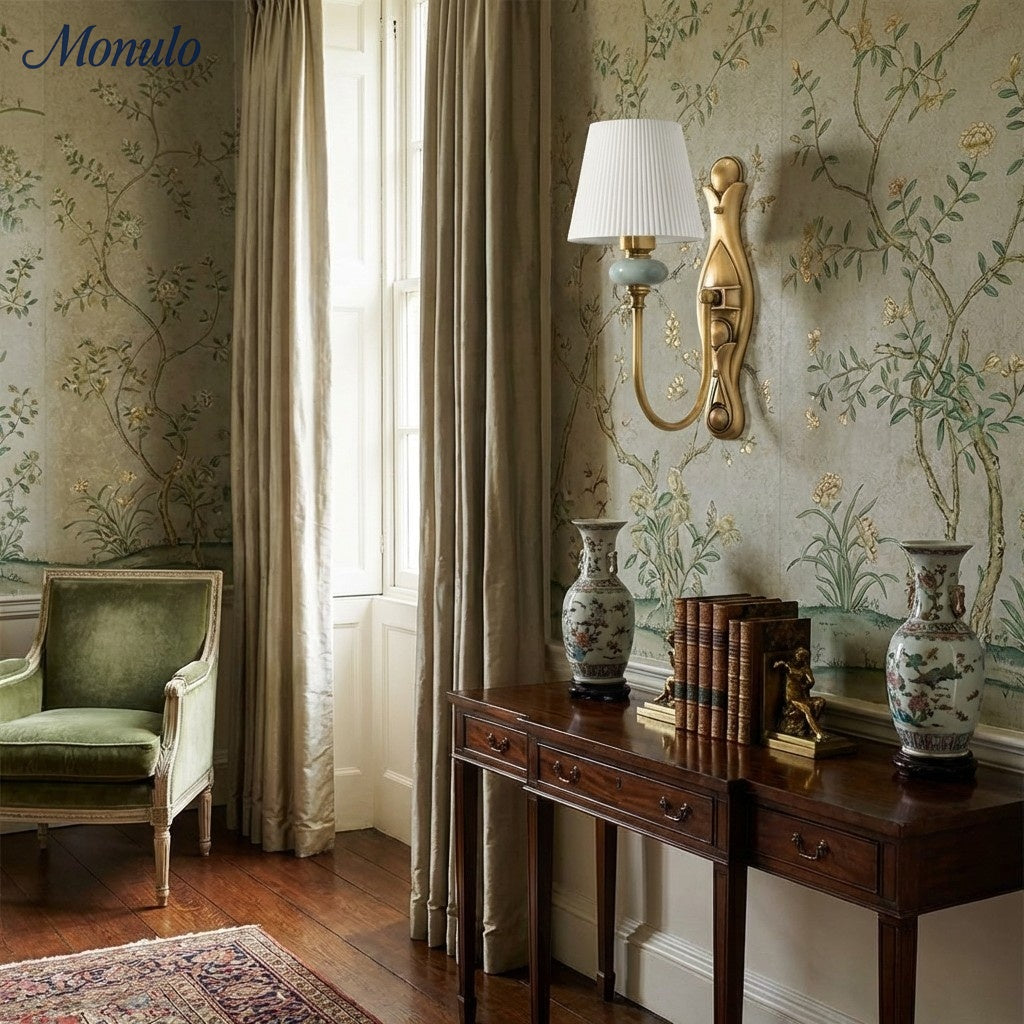 Keramische wandlamp met stoffen kap, 1 of 2 E27-lampen