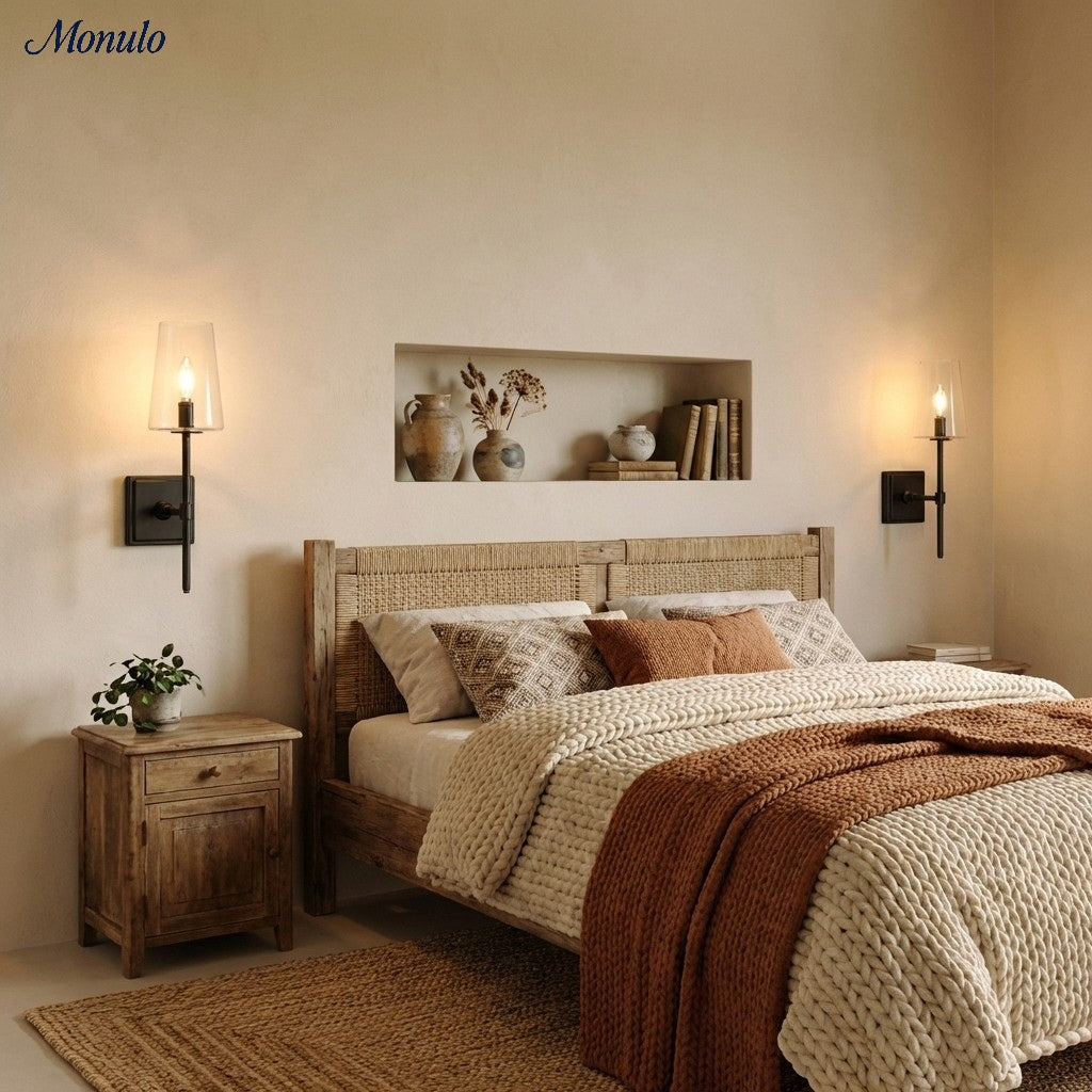 Wandlamp van helder glas — configuratie van één tot drie lampen