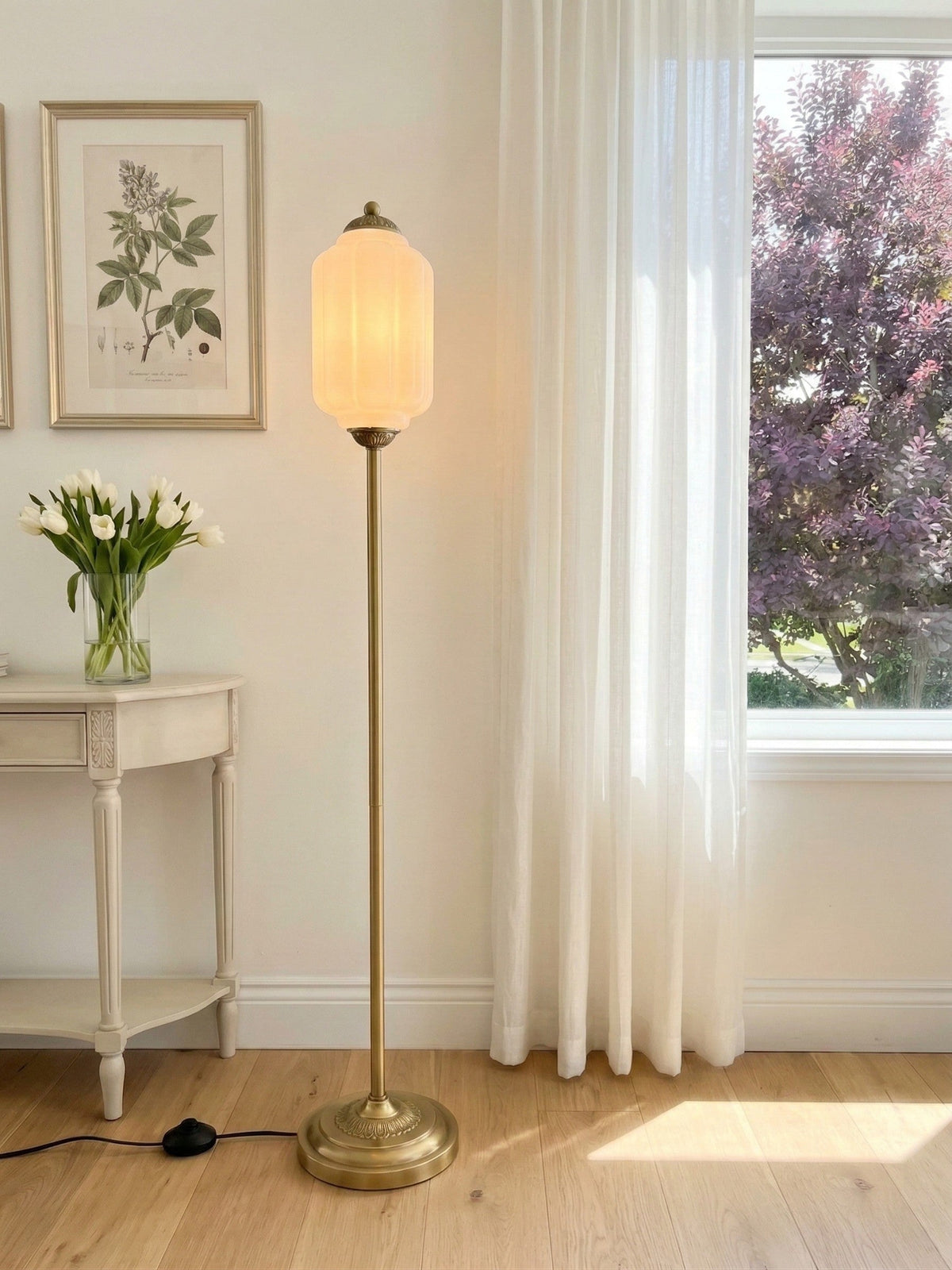 Glas-Stehlampe in Kürbisform — retro-inspirierter organischer Stil
