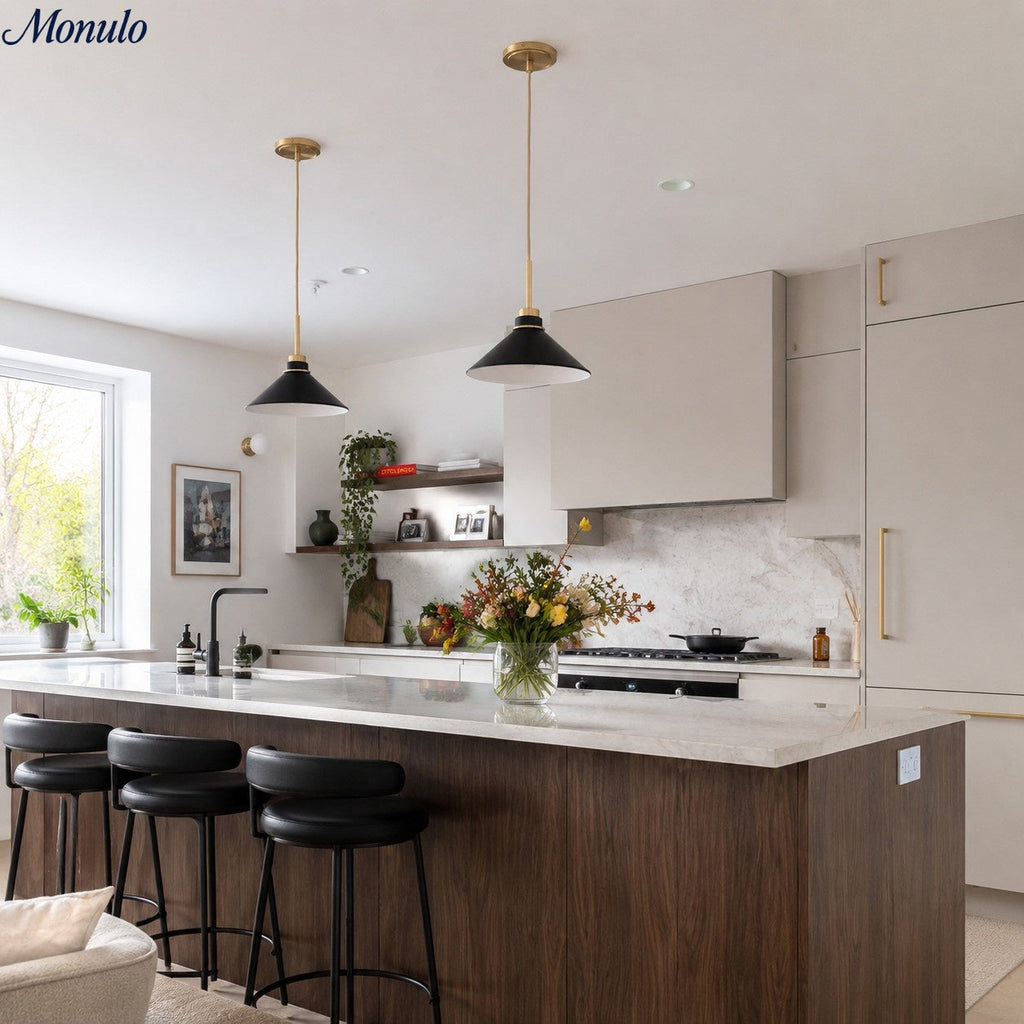 Kegelförmige Pendelleuchte — dimmbarer Landhausstil