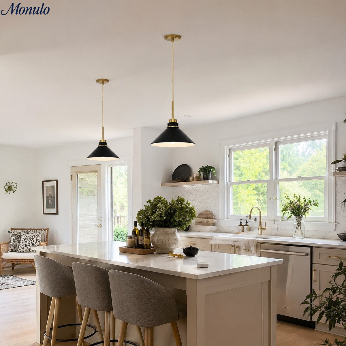 Kegelförmige Pendelleuchte — dimmbarer Landhausstil
