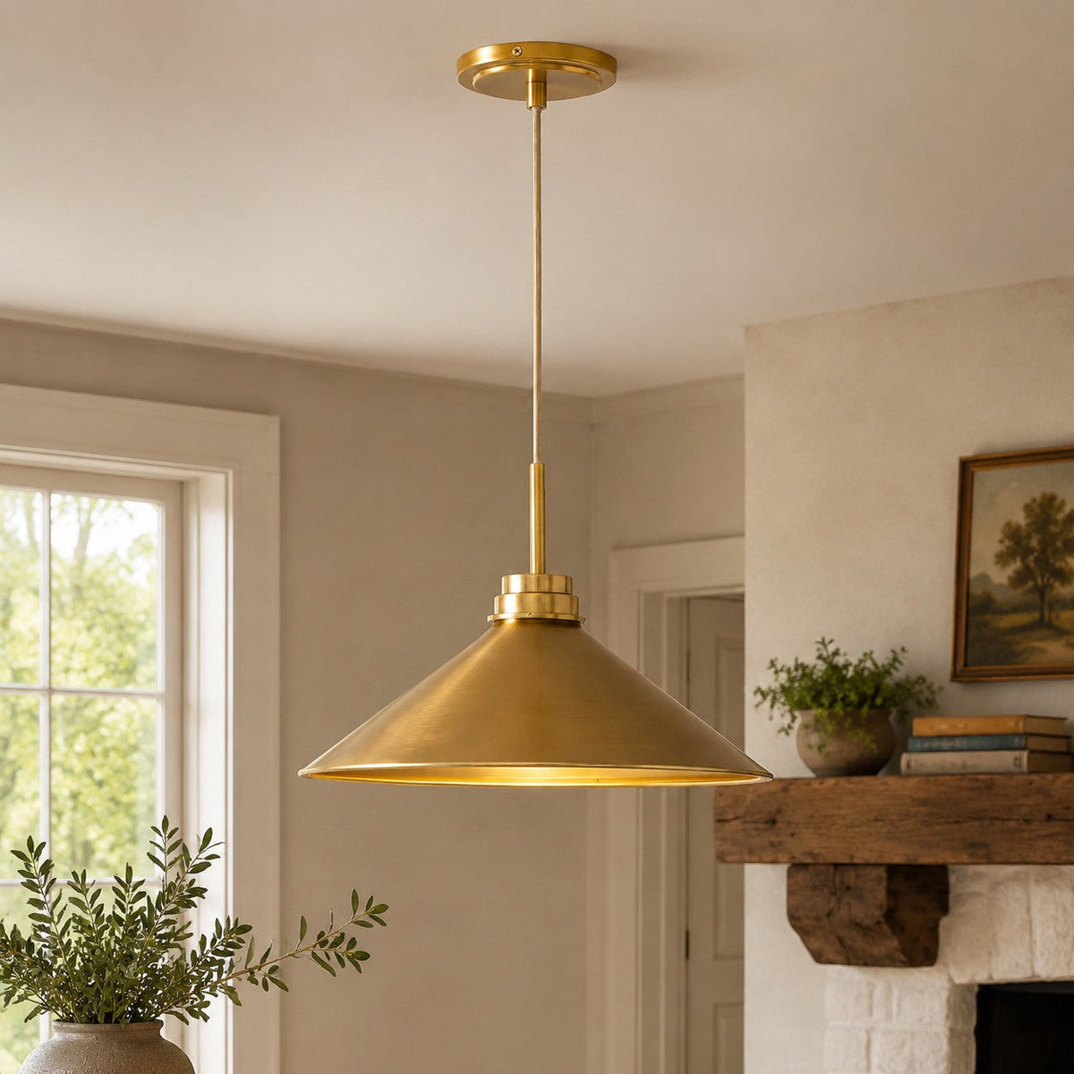 Kegelförmige Pendelleuchte — dimmbarer Landhausstil