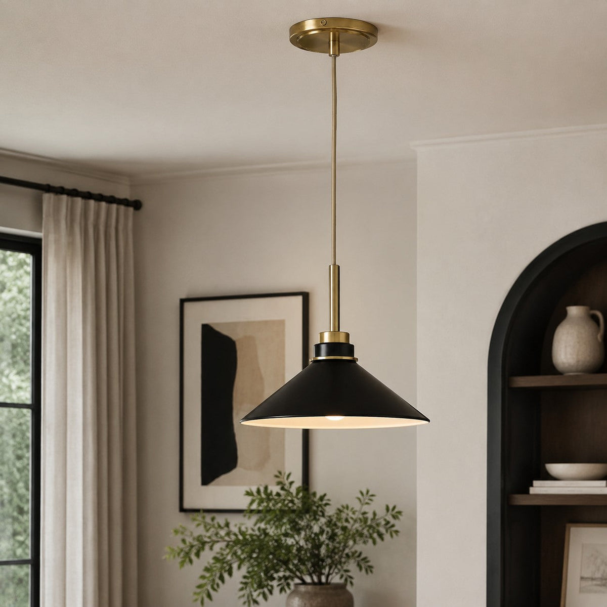 Kegelförmige Pendelleuchte — dimmbarer Landhausstil