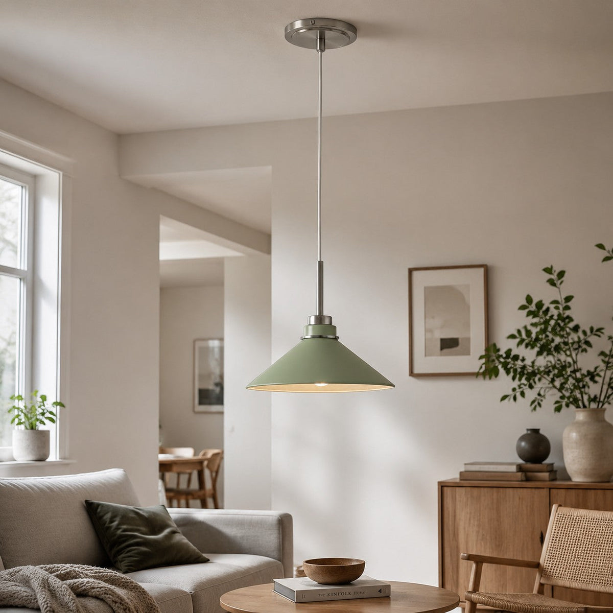 Kegelförmige Pendelleuchte — dimmbarer Landhausstil