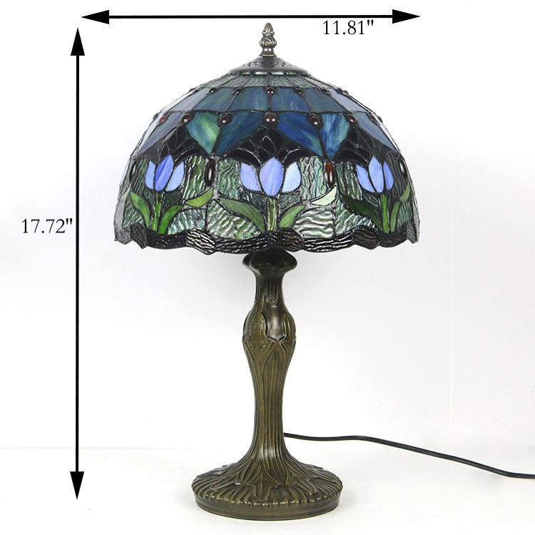 Tiffany-Tischlampe aus Buntglas - 45cm E26, Glas und Metall