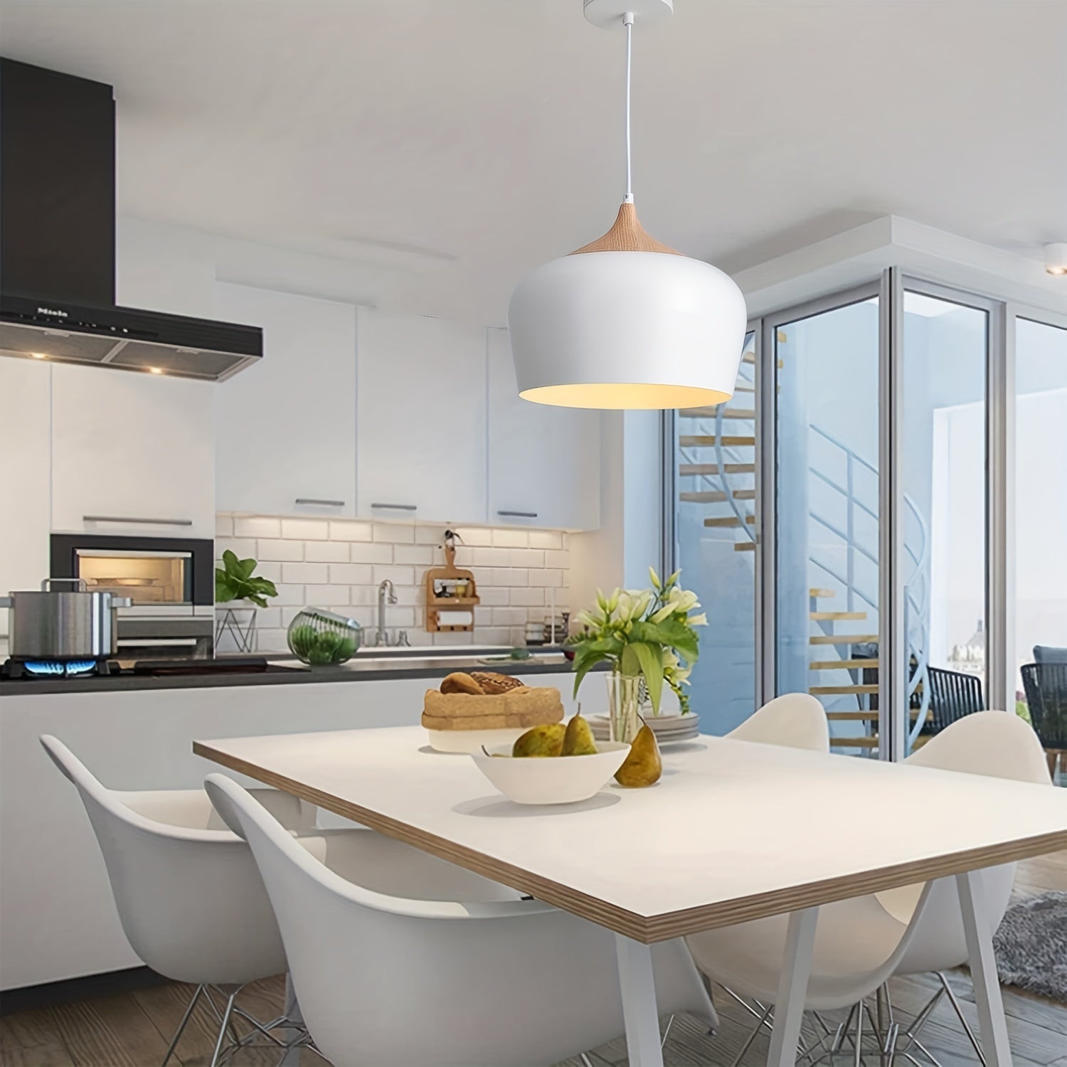 Modern Scandinavian Pendant Light | Iron & Wood Grain Design | Wildoxy