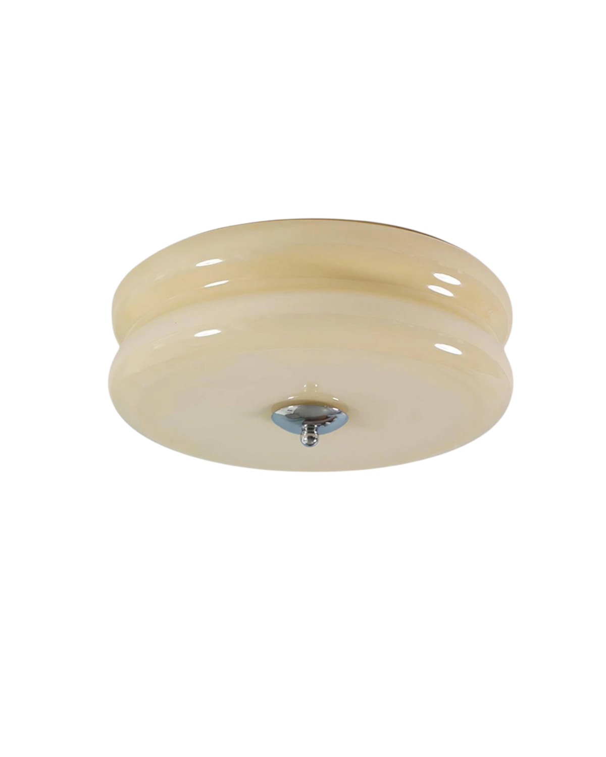 Lámpara de techo Art Déco — Beige, detalle cromado, luz cálida