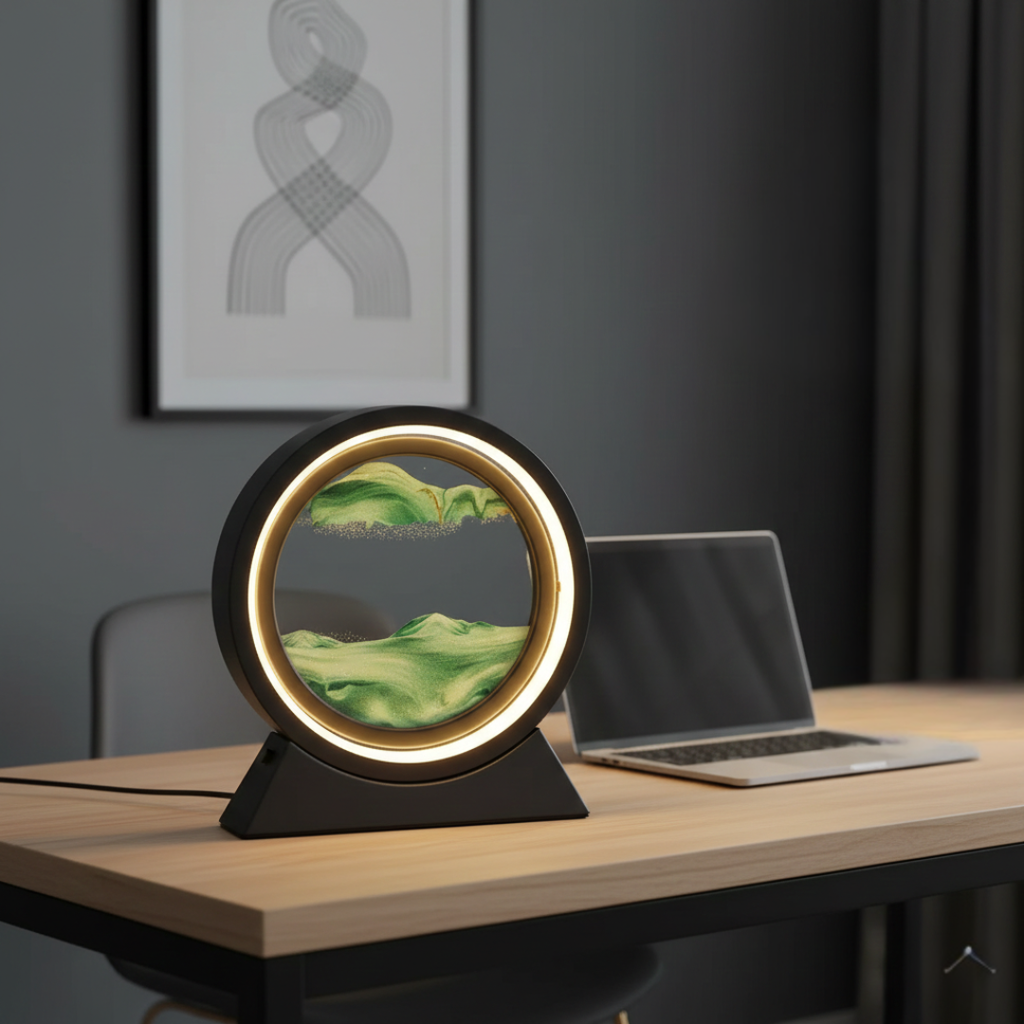 Sculptural Kinetic Sand Desk Lamp — Flowing Quicksand Design