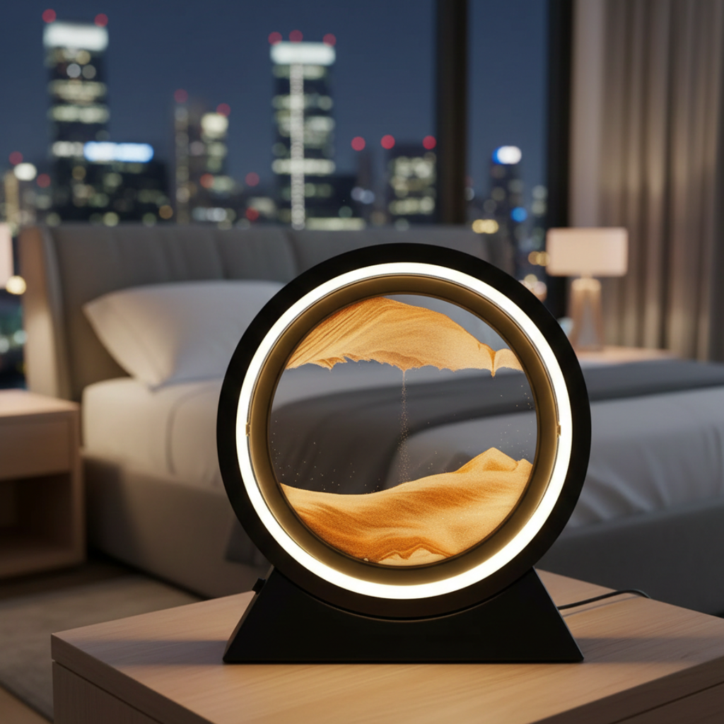 Sculptural Kinetic Sand Desk Lamp — Flowing Quicksand Design