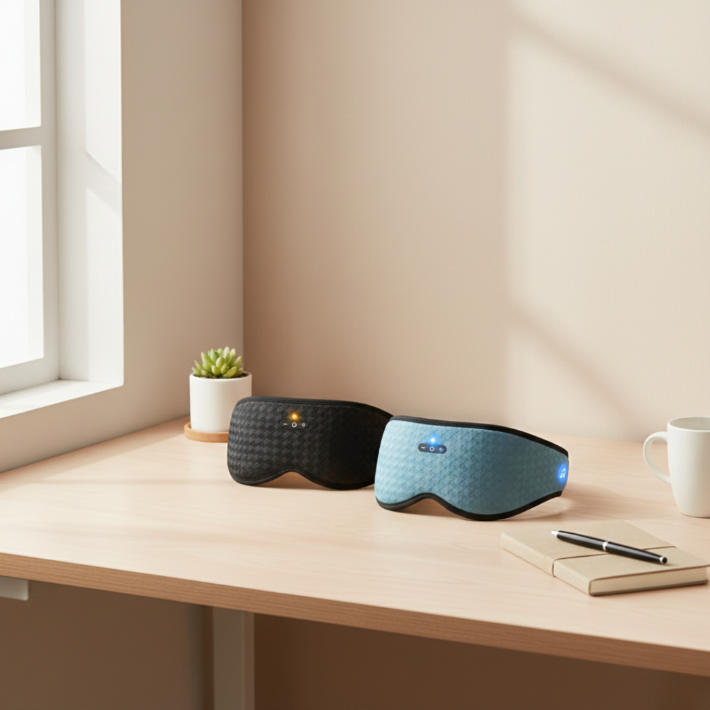 Máscara de Olhos Bluetooth com Áudio 3D — Reprodução sem Fios, Conjunto de Acessórios de Viagem