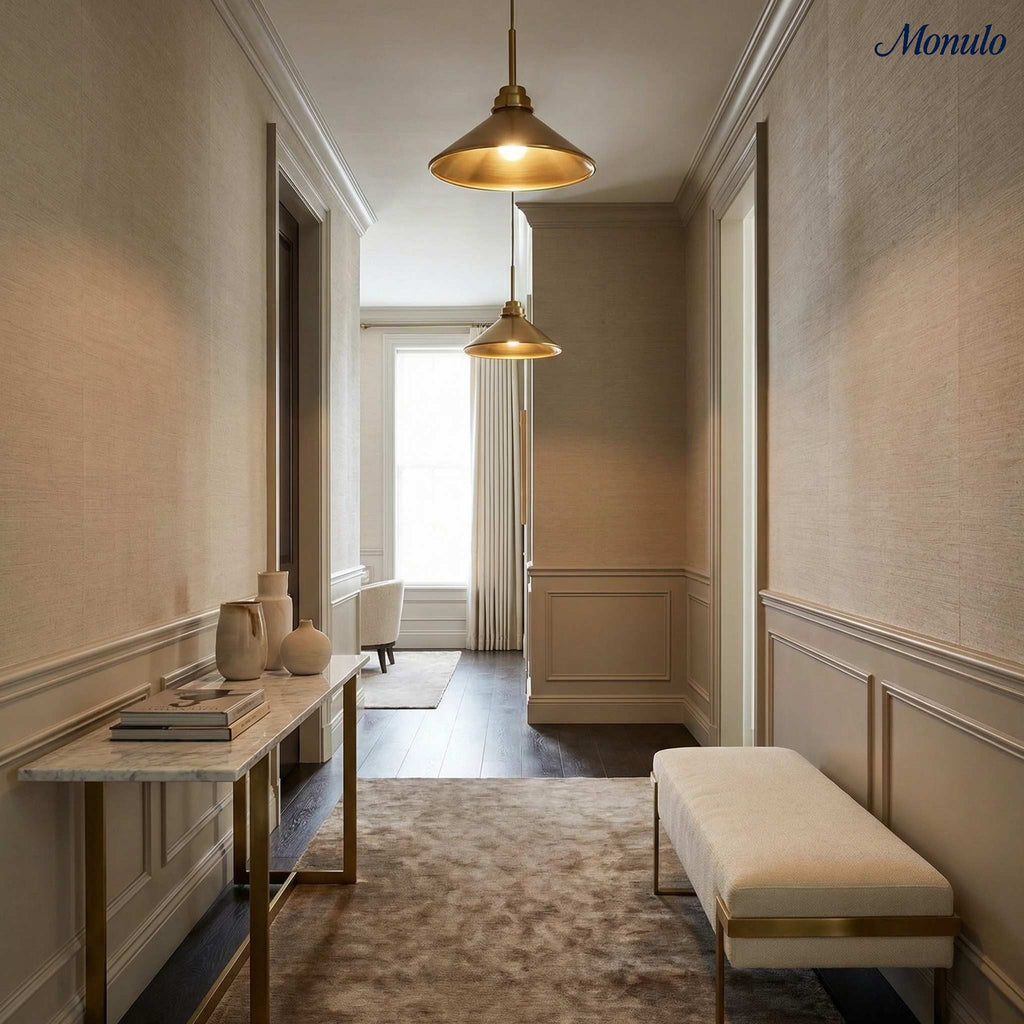 Kegelförmige Pendelleuchte — dimmbarer Landhausstil