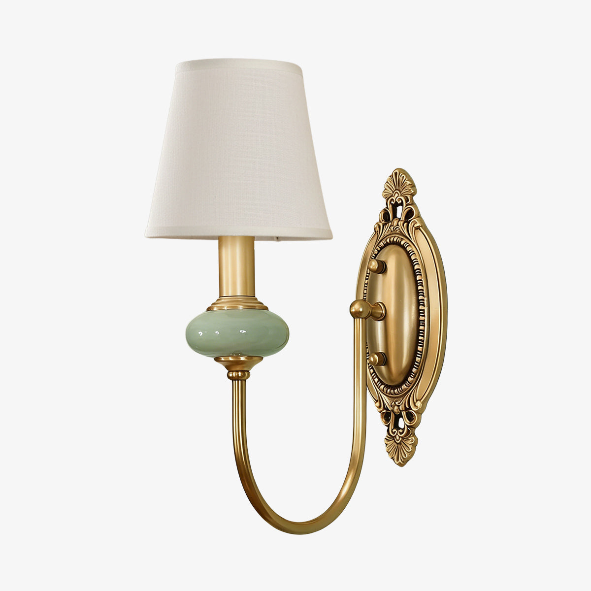 Keramische wandlamp met stoffen kap, 1 of 2 E27-lampen
