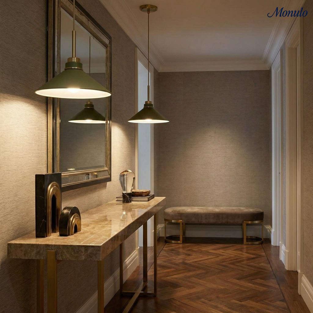 Kegelförmige Pendelleuchte — dimmbarer Landhausstil