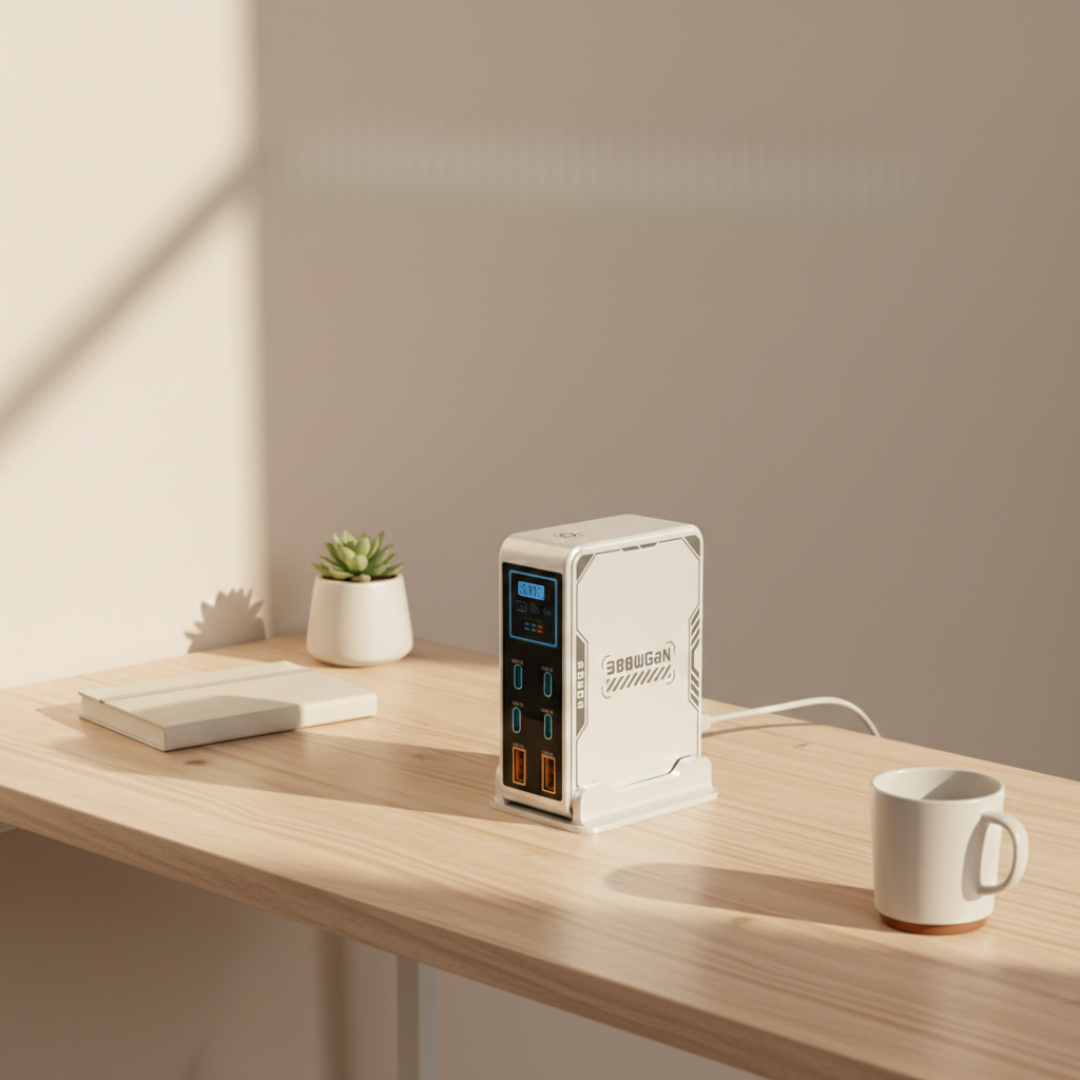 PowerHub 300 W GaN-lader - seks USB-porter, fire USB-C- og to USB-A-utganger