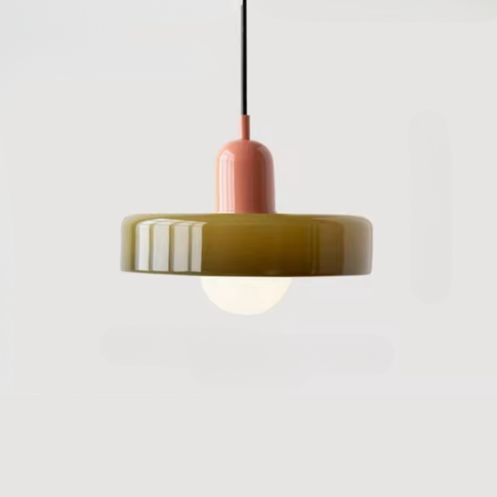 Lámpara colgante de vidrio – Pantalla Bauhaus de doble color