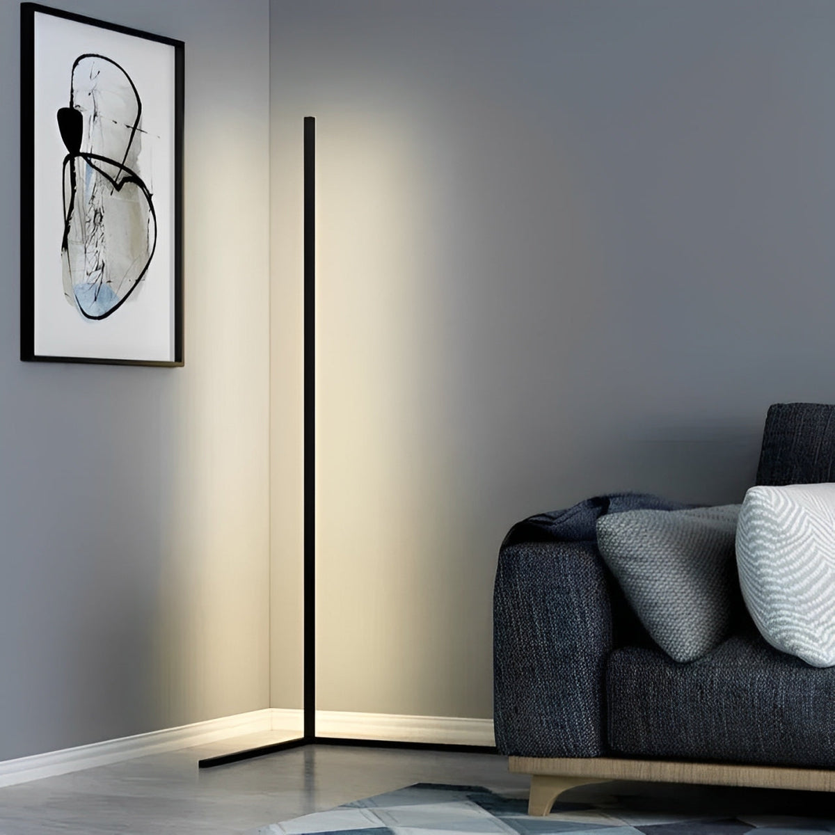 142 cm LED-gulvlampe i aluminium — dæmpbar med fjernbetjening
