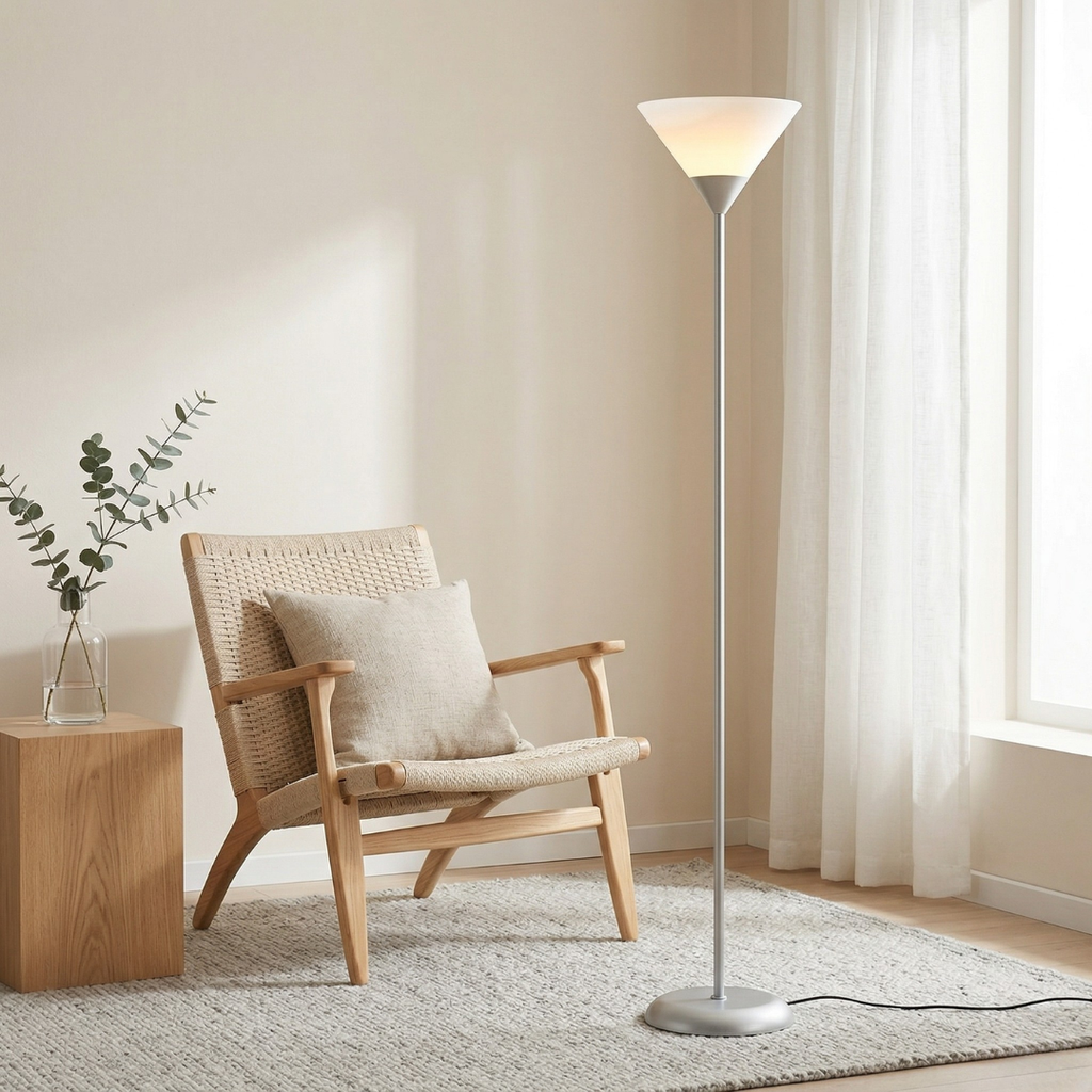 Contemporary 60-Inch LED Floor Lamp Adjustable Brightness Black and White Finish