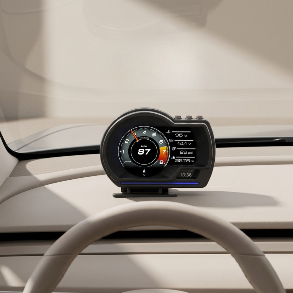 Pantalla de visualización frontal OBD2 — Velocímetro digital HD y alarma de RPM del turbo