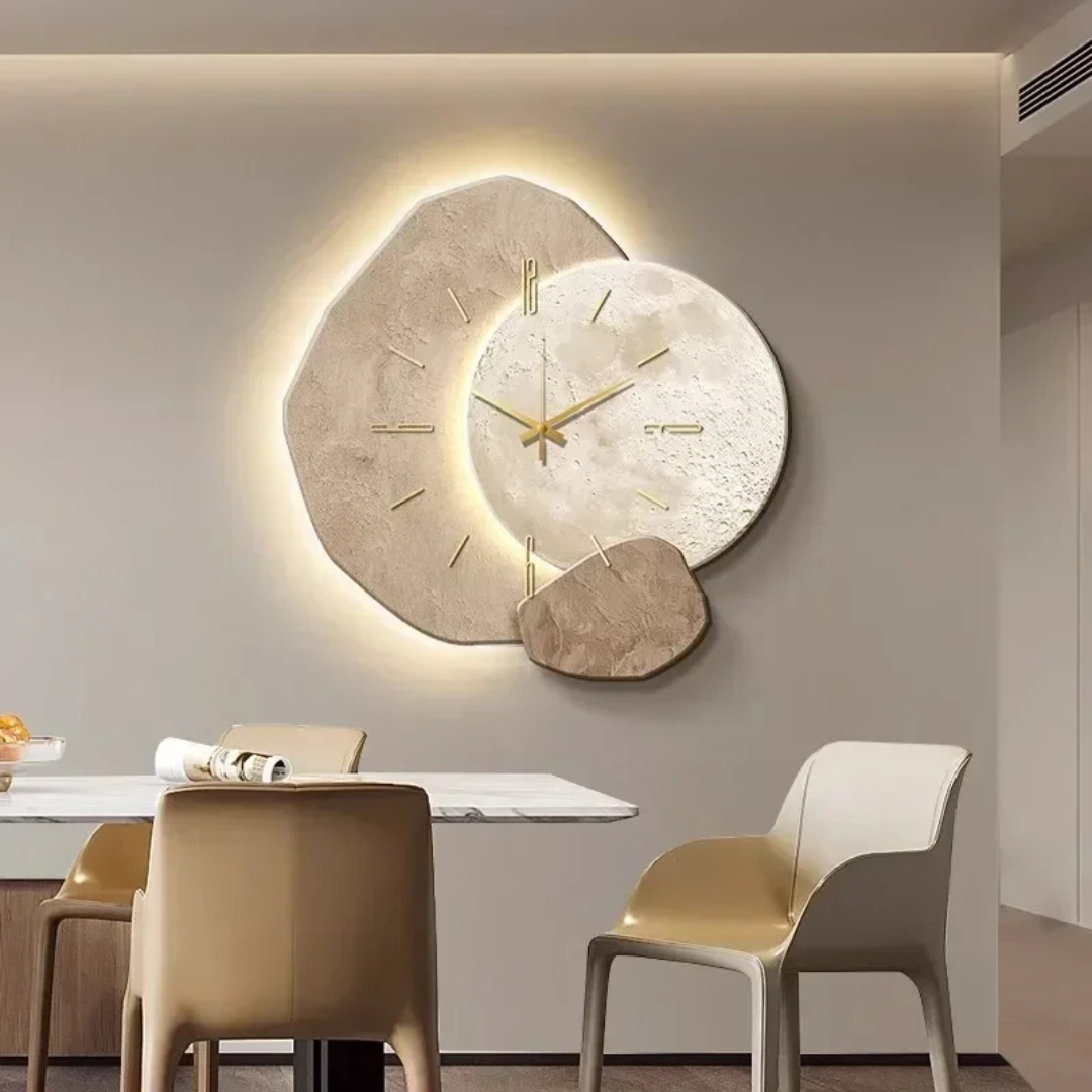 Ceas de perete din lemn — iluminare de fundal LED, mecanism silențios