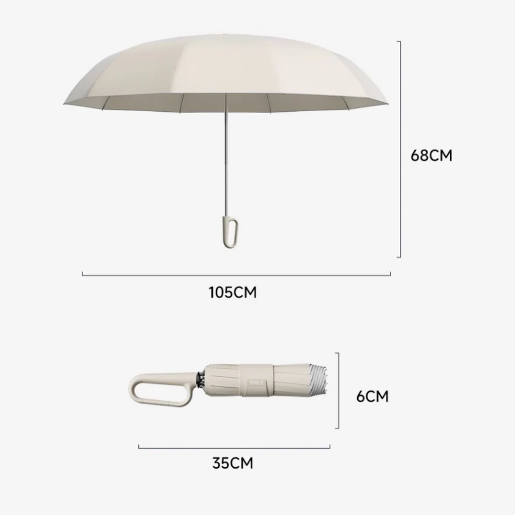 Paraguas automático para tormentas — Resistente al viento, compacto, borde reflectante