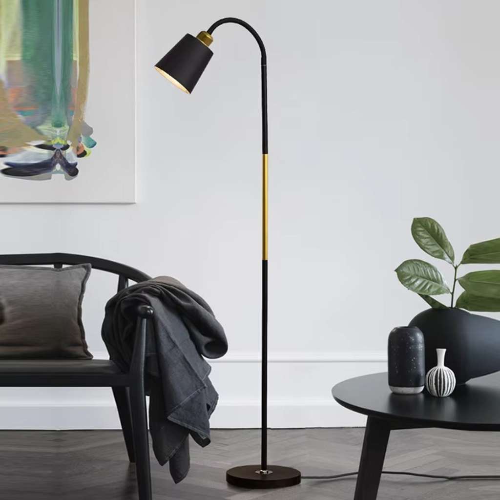 Contemporary Floor Lamp — Adjustable Pivoting Head, LED Illumination
