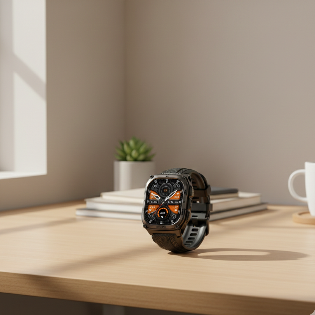 Wytrzymały wojskowy smartwatch GPS — wyświetlacz AMOLED 1,96 cala, wodoodporność 10 ATM