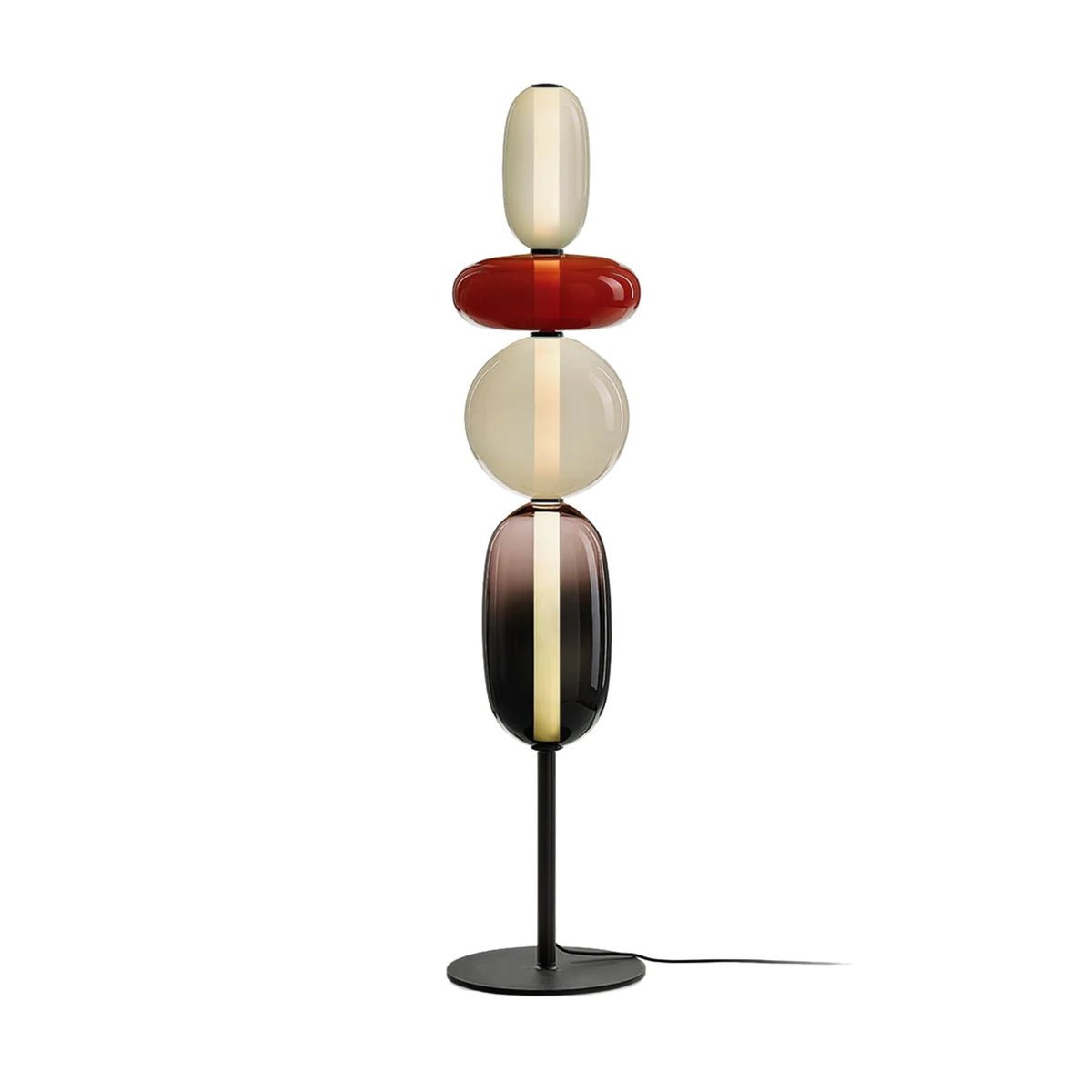 LED-golvlampa i glas, 130 eller 160 cm, röd vit svart