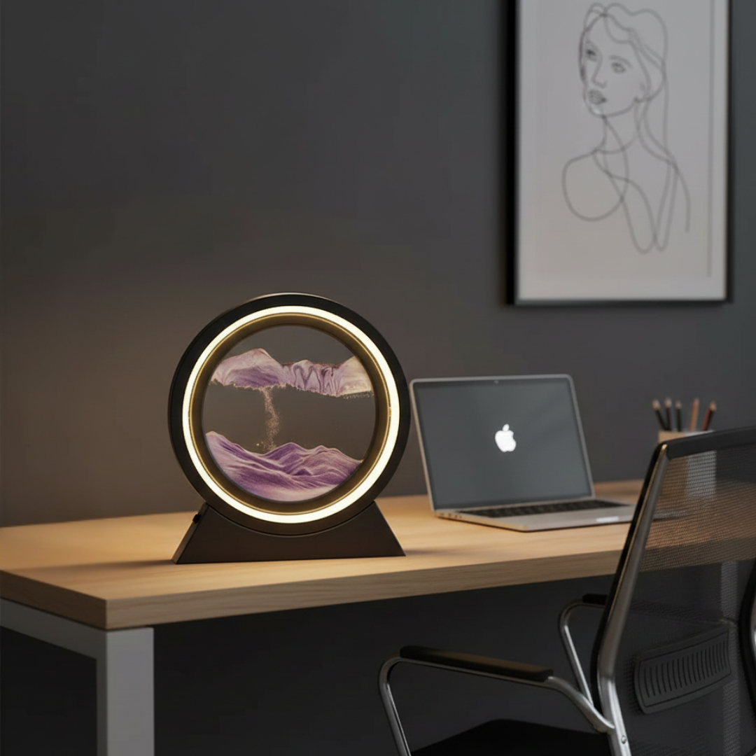 Sculptural Kinetic Sand Desk Lamp — Flowing Quicksand Design