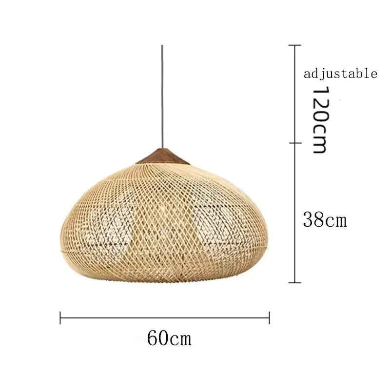 Lampă suspendată din ratan, lucrată manual - decor Japandi boho