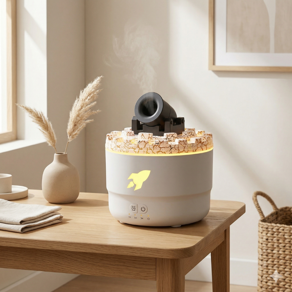 Difusor de aromas ultrasónico compacto con depósito de 200mL y control con temporizador