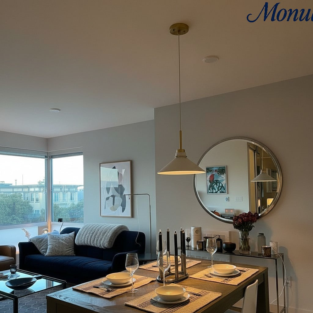 Kegelförmige Pendelleuchte — dimmbarer Landhausstil