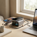 Estación de carga USB de ocho puertos — Salida rápida PD y QC3.0, superficie inalámbrica integrada