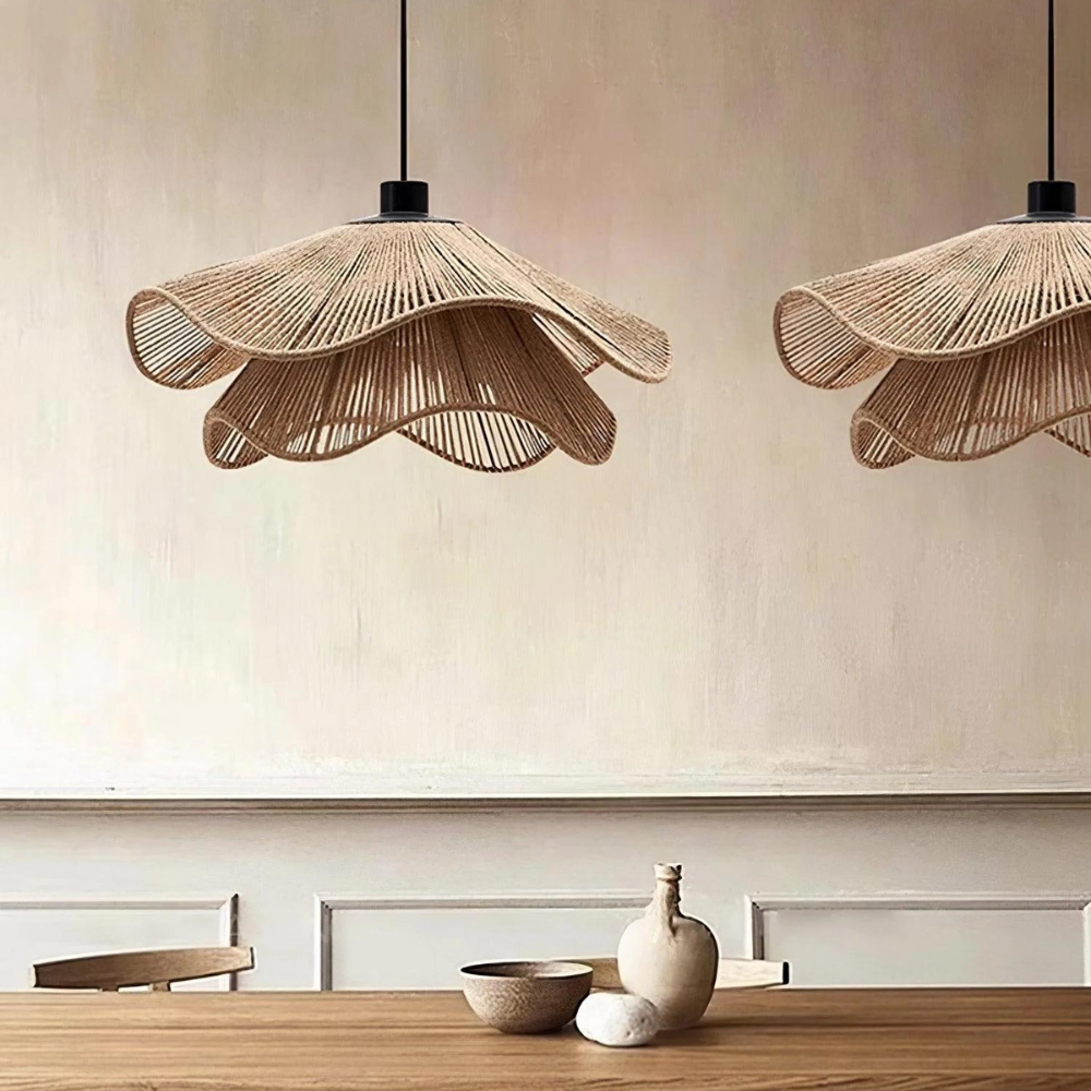 Tidecrest Natural Finish Jute Pendant Lamp — Warm Earthy Glow