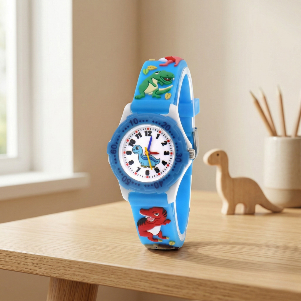 Reloj de pulsera de cuarzo con diseño de dinosaurio