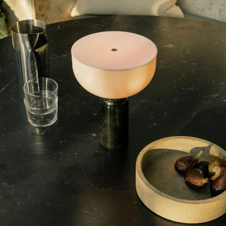 AureaStone Marble Lamp — Premium Fabric Shade, Natural Stone Base